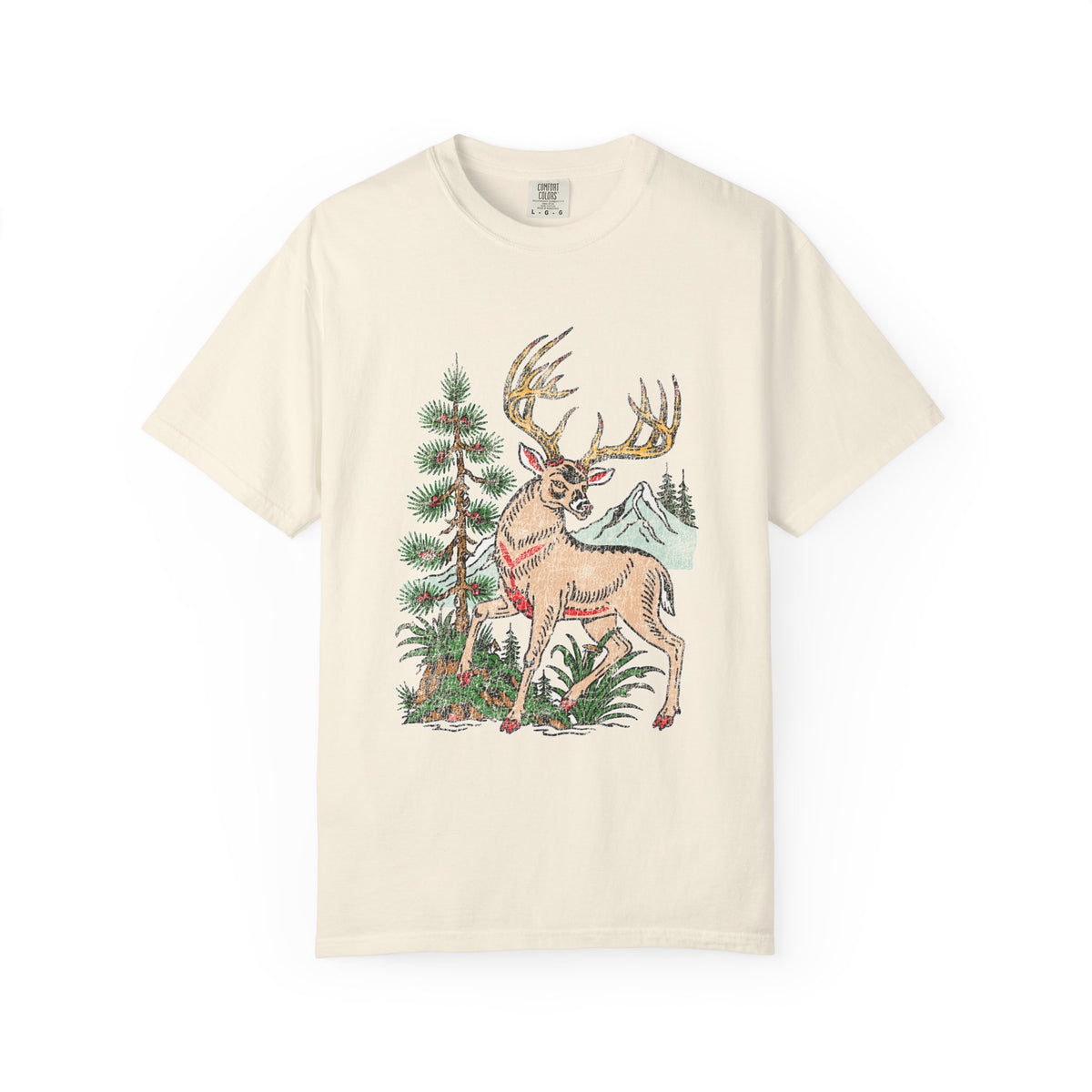 Woodland Deer Shirt, Rustic Stag and Mountain Graphic, Gift for Wildlife Lovers and Hikers, Forest Inspired Cabin Weekend Clothing