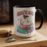 Funny Goose Summer Coffee Mug, Sun's Out Honk's Out Mug, Cute Goose Pool Float Cup, Beach Vacation Gift, Summer Lover Mug