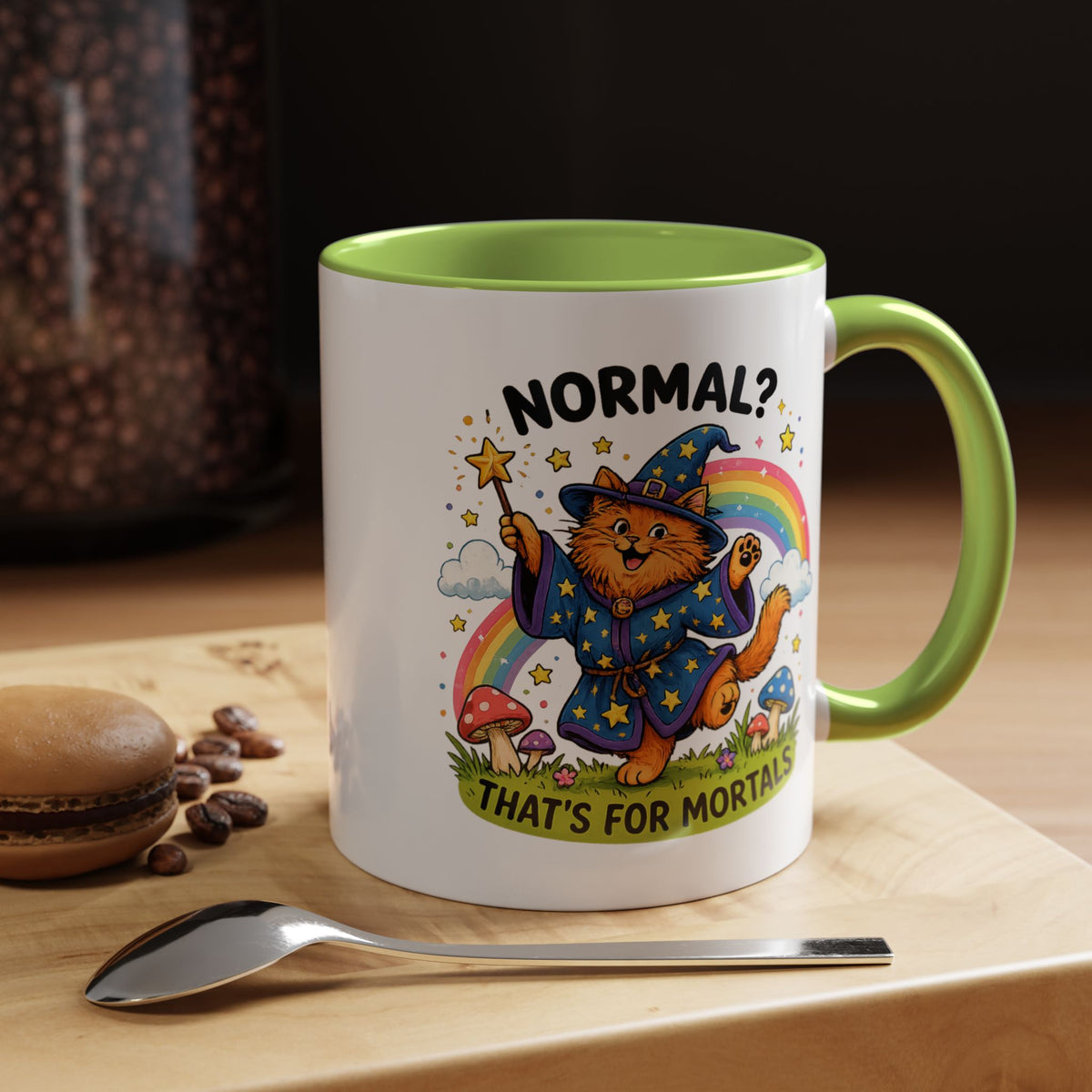 Funny Wizard Cat Mug, Normal That's For Mortals Coffee Mug, Magical Cat Lover Gift, Fantasy Wizard Kitty Mug for Book Lovers