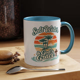 Christian Beach Lover Coffee Mug, Salt Water and God's Grace Mug, Coastal Faith Gift, Religious Ocean Lover Cup, Christian Gift
