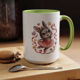 Ballerina Bunny Mug, Rabbit in a Pink Tutu with Flowers and Ribbons, Ballet Recital Gift for a Daughter or Dance Lover's Birthday Surprise