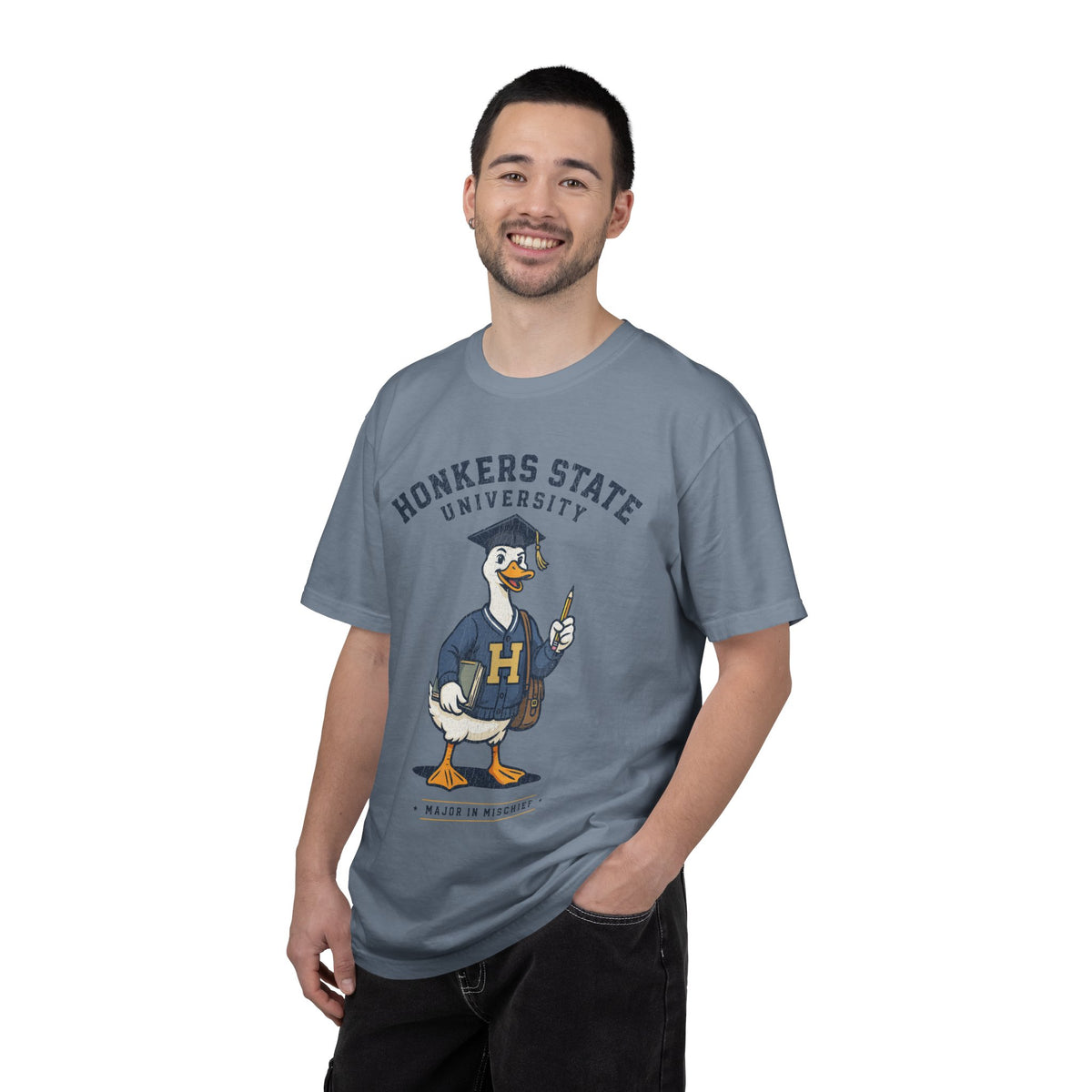 Honkers State University T-Shirt, Funny Goose Graduate Graphic Tee, Major in Mischief College Student Gift, Graduation Campus Shirt