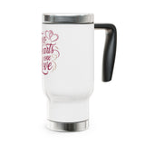 Two Hearts One Love Travel Mug, Romantic Stainless Steel Cup for Couples, Anniversary Gift for Wife or Husband, Wedding Gift, Valentine Gift