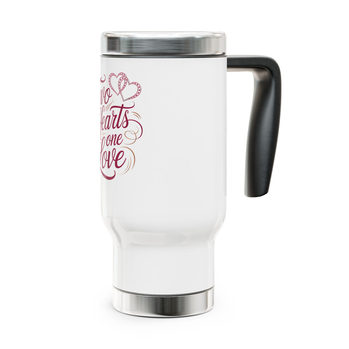 Two Hearts One Love Travel Mug, Romantic Stainless Steel Cup for Couples, Anniversary Gift for Wife or Husband, Wedding Gift, Valentine Gift