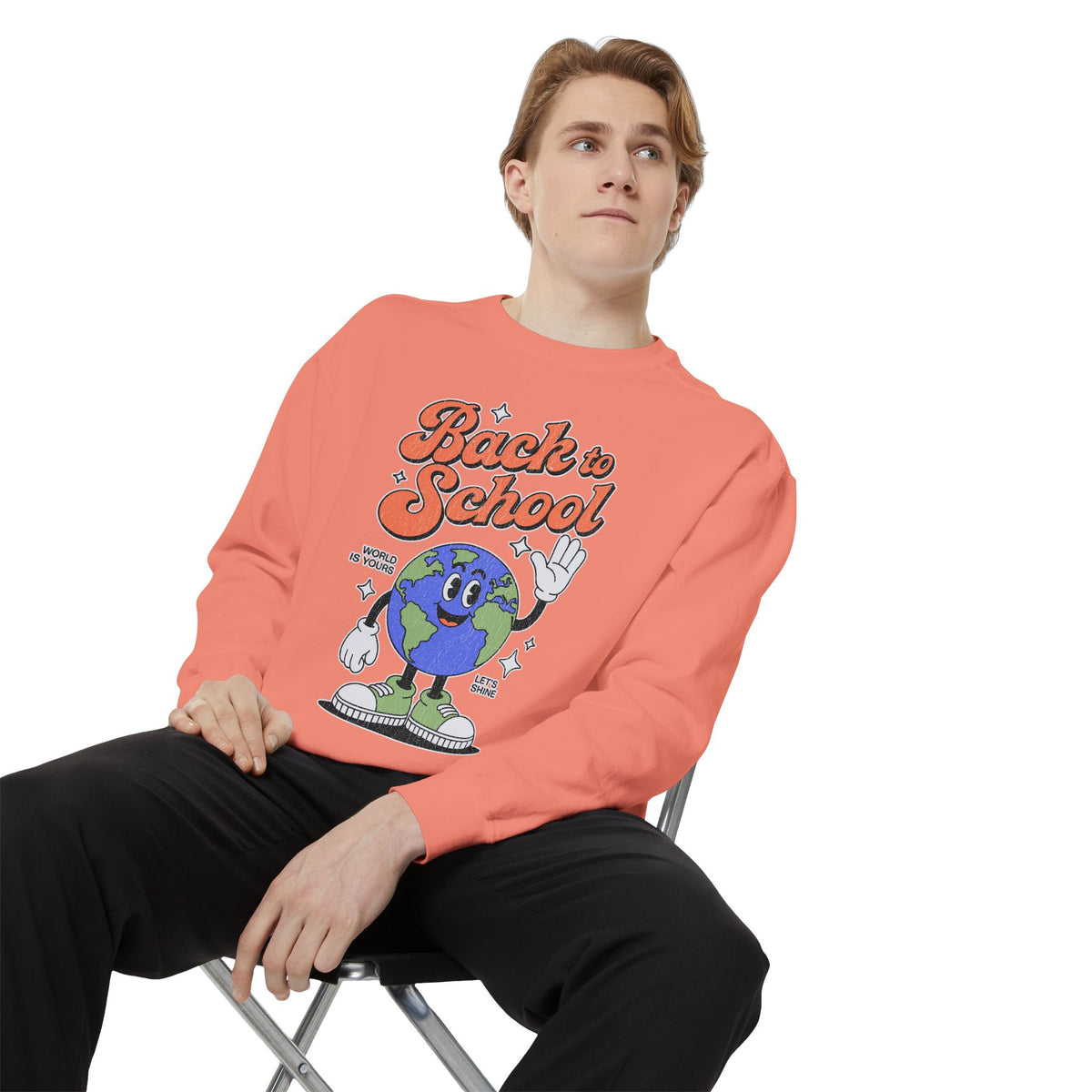 Back to School Earth Sweatshirt, Retro Globe Graphic Pullover, Teacher First Day Outfit, Student Gift, Classroom Crewneck, Educator Gift