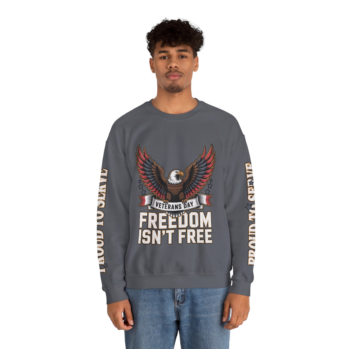 Veterans Day Sweatshirt, Freedom Isn't Free Eagle Pullover, Patriotic Military Top, Veteran Gift, American Pride, USA Clothing