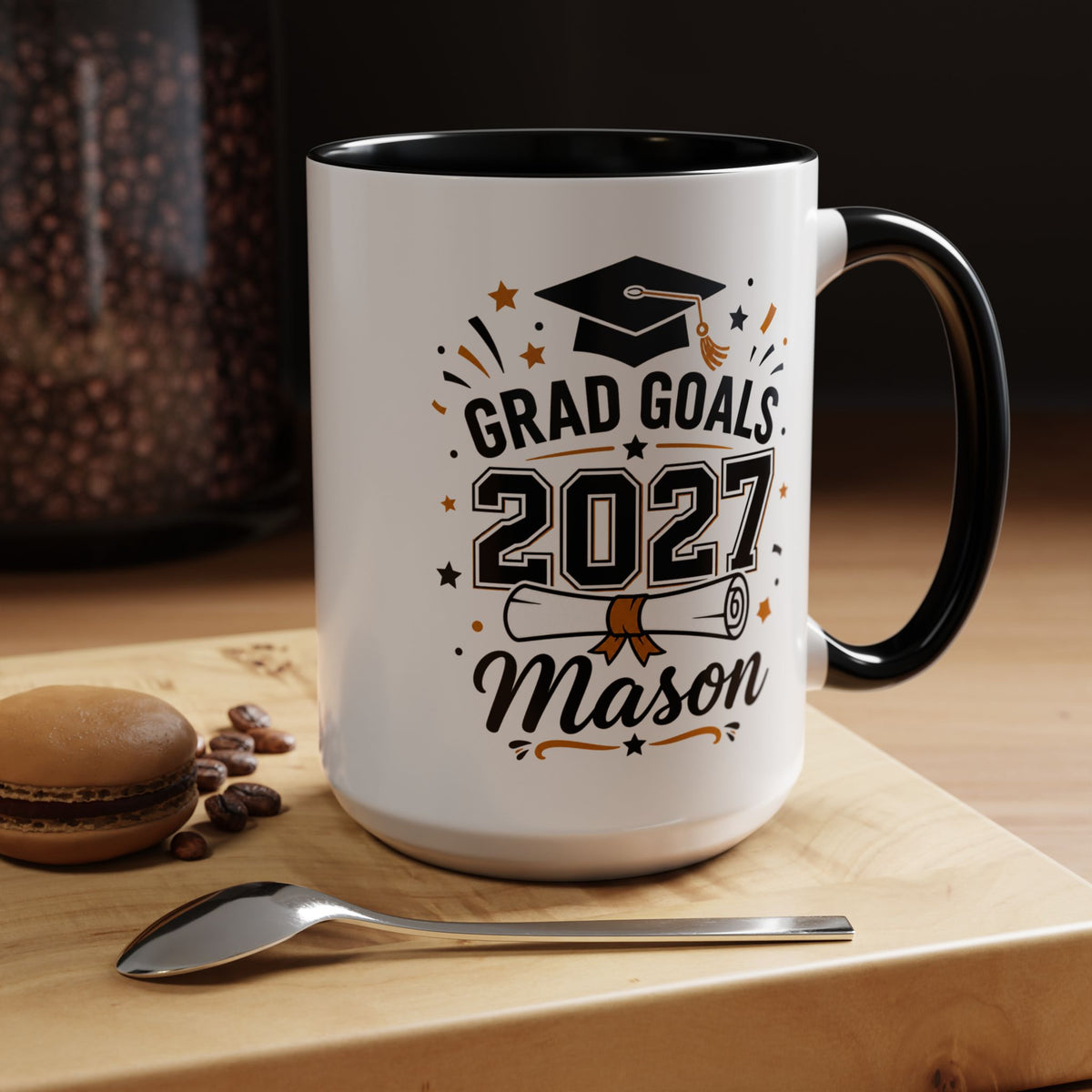 Personalized Graduation Mug, Grad Goals 2027 Coffee Cup, Custom Name Gift for Him, High School or College Senior, Proud Family Present