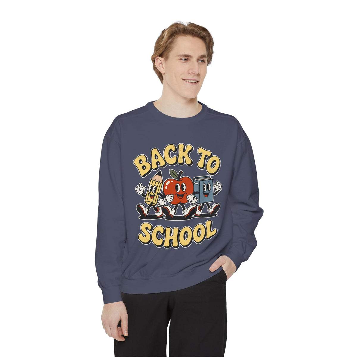 Back to School Sweatshirt, Retro Apple Pencil and Book Pullover, Teacher Crewneck, First Day Classroom Outfit, Educator Gift, School Staff