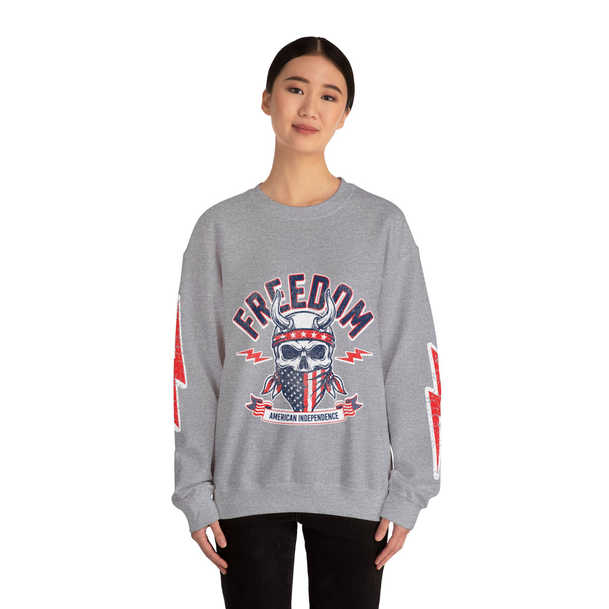 Freedom American Independence Sweatshirt, Patriotic Skull Crewneck, USA Flag Pullover, Fourth of July Outfit, Americana Gift for Him