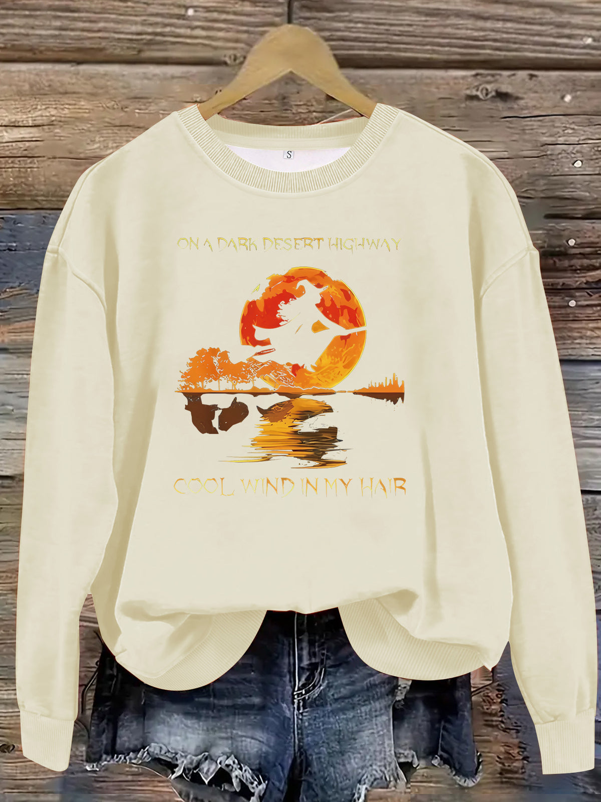 Witch Moon Silhouette Sweatshirt, Halloween Graphic Crewneck Pullover