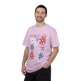 Patriotic Fireworks Shirt, Red White Blue Flower Graphic Tee, Americana T Shirt, Fourth of July Outfit, Vintage USA Gift for Women
