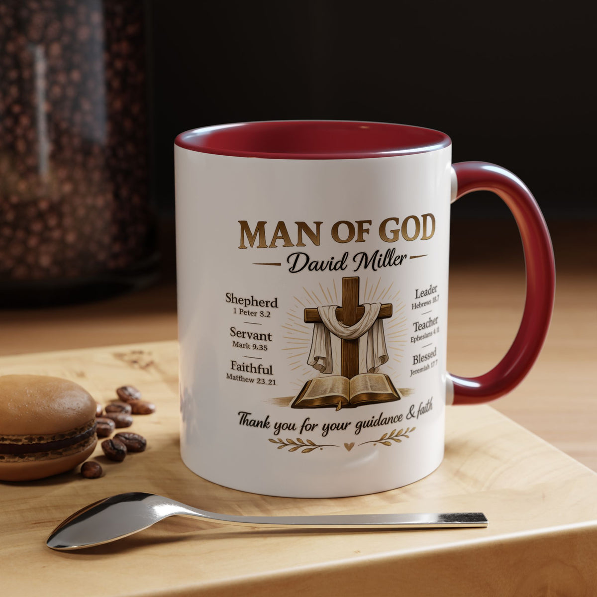 Personalized Man of God Mug, Christian Pastor Appreciation Gift, Custom Faith Coffee Mug for Pastor, Church Leader Thank You Gift