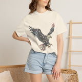 Patriotic Eagle Graphic Tee, Vintage USA Bird Shirt, Americana Freedom T Shirt, Fourth of July Eagle Shirt for Women