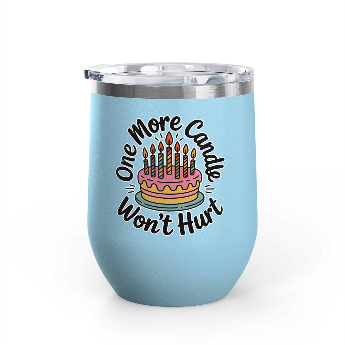 Funny Birthday Wine Tumbler, One More Candle Won't Hurt Cake Design, Getting Older Gift for a Best Friend or Coworker Who Loves a Laugh