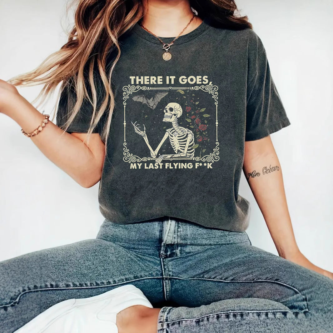 Skeleton Halloween print round neck