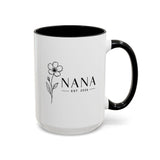 Personalized Name Mug, Floral Black Accent Coffee Cup with Custom Established Year, Grandmother Gift for Birthday, Mother's Day or Christmas
