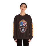 Patriotic Skull Sweatshirt, American Flag Skull Pullover, USA Biker Style Top, Edgy Americana Clothing, Fourth of July Gift