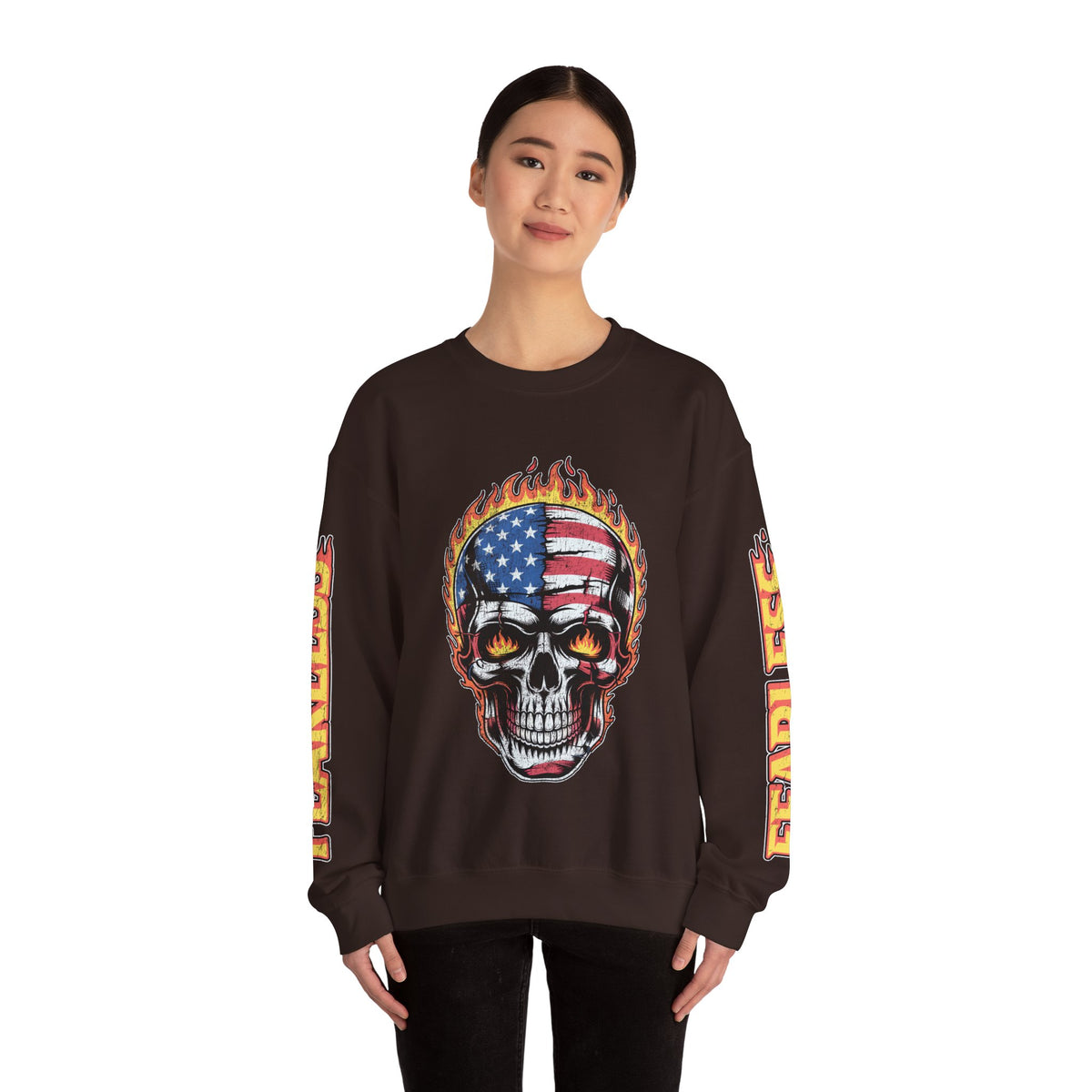 Patriotic Skull Sweatshirt, American Flag Skull Pullover, USA Biker Style Top, Edgy Americana Clothing, Fourth of July Gift