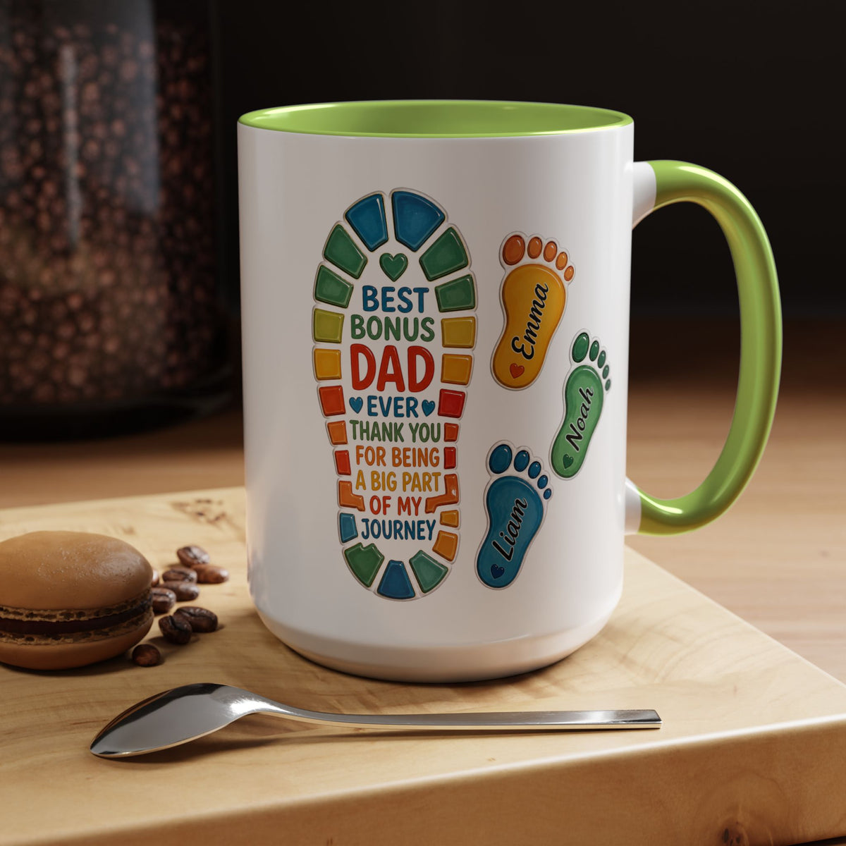 Personalized Bonus Dad Mug, Custom Stepdad Coffee Mug with Kids Names, Father's Day Gift for Bonus Father, Family Appreciation Cup
