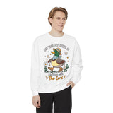 Christian Duck Comfort Colors Sweatshirt, Walking with the Lord Crewneck, Cute Faith Based Duck Sweatshirt, Inspirational Christian Gift
