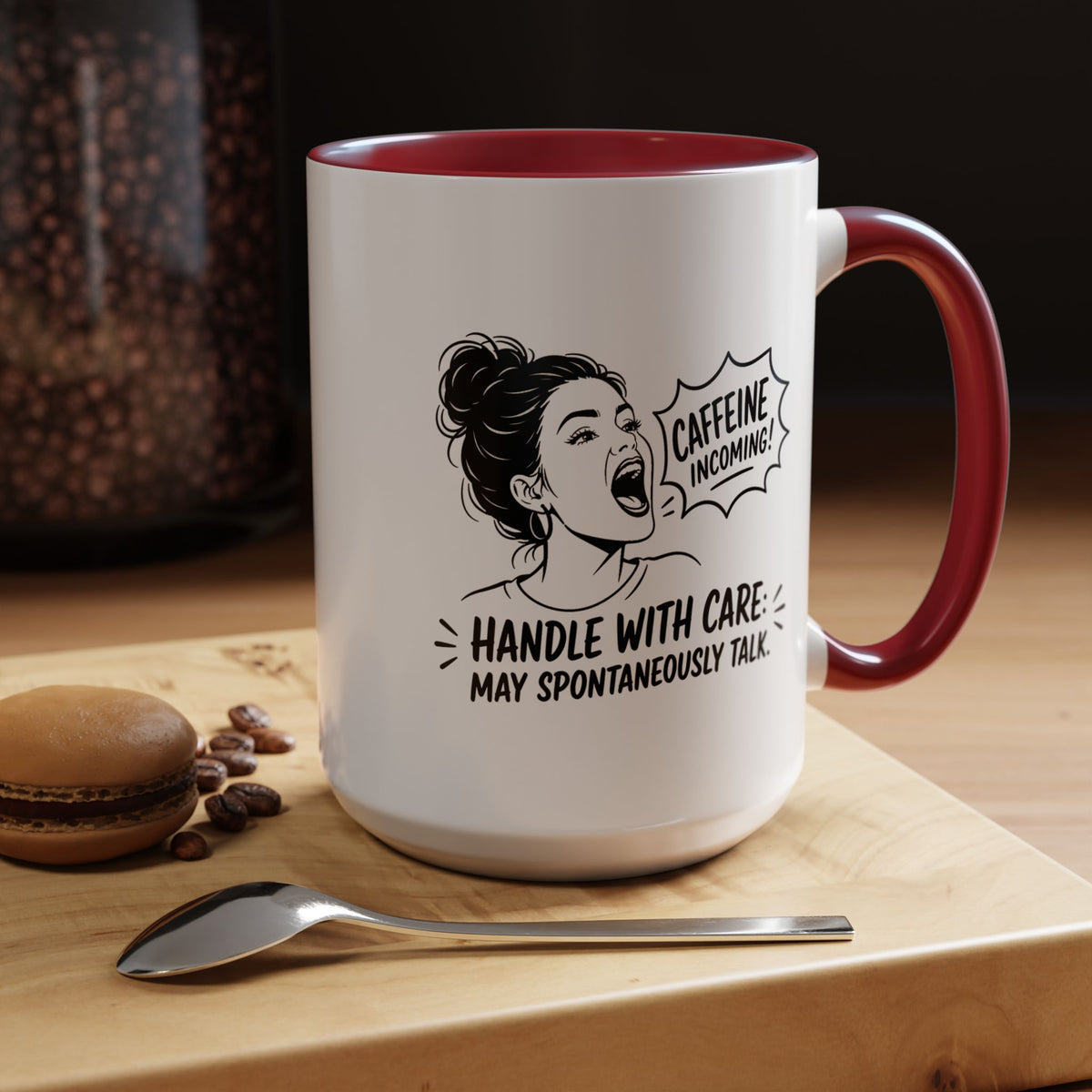 Funny Coffee Lover Mug, Caffeine Incoming Coffee Cup, Handle With Care Mug, Funny Coworker Gift, Office Humor Mug for Women