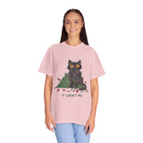 It Wasn't Me Black Cat Christmas Shirt, Funny Holiday T-Shirt, Mischievous Kitty Lights Tee, Gift for Cat Mom, Cat Dad, Christmas Party Top