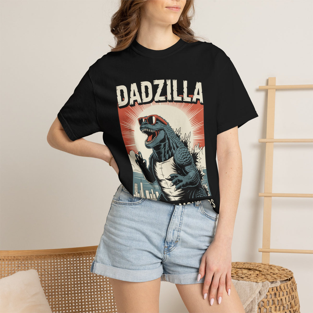 Funny Dadzilla Comfort Colors Shirt, Father of Monsters Graphic Tee, Cool Dinosaur Dad Shirt, Father's Day Gift for Dad, Retro Kaiju Tee