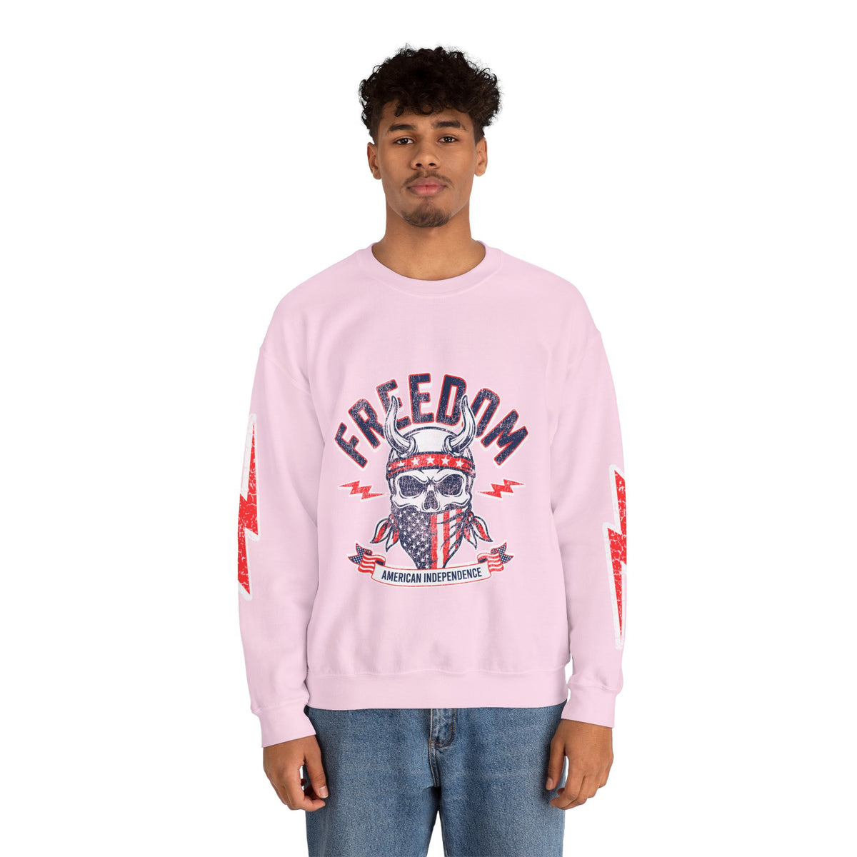 Freedom American Independence Sweatshirt, Patriotic Skull Crewneck, USA Flag Pullover, Fourth of July Outfit, Americana Gift for Him