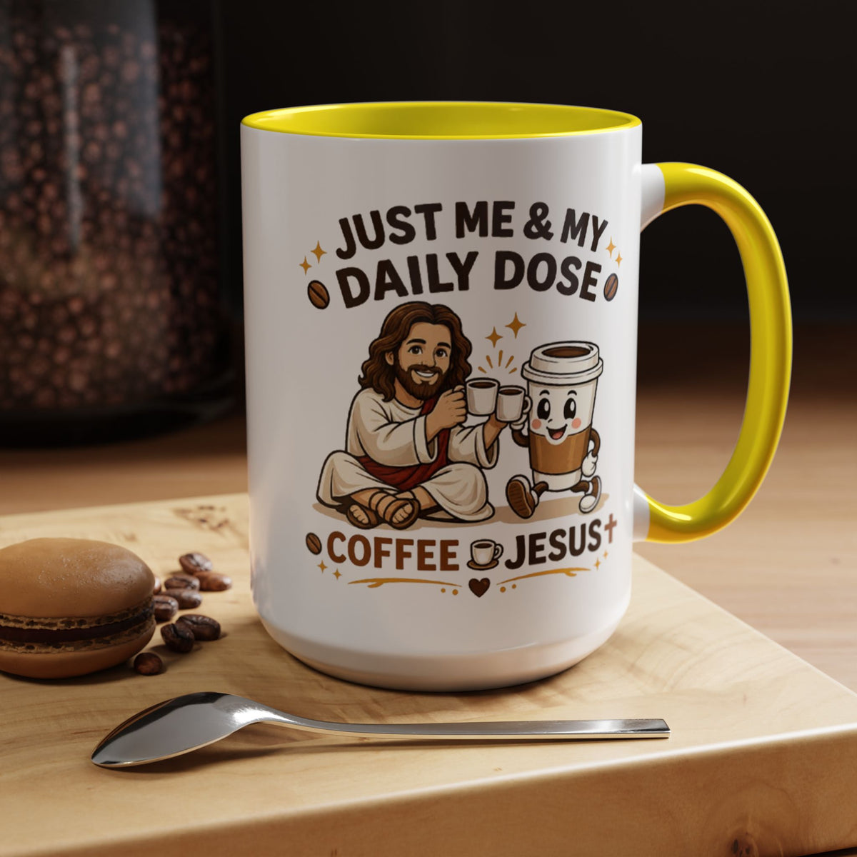 Christian Coffee Lover Mug, Just Me and My Daily Dose Coffee and Jesus Mug, Faith Based Coffee Mug, Christian Gift for Women Me