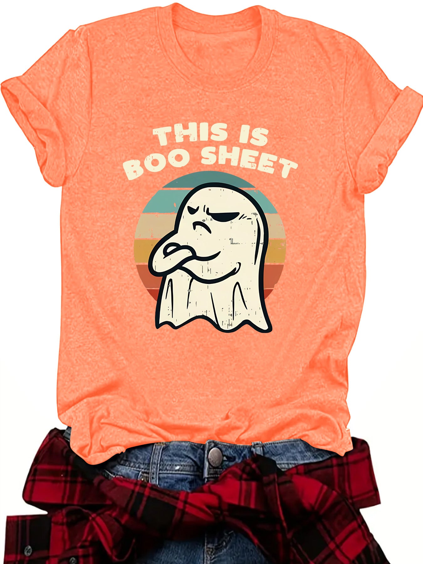 Halloween pattern round neck short sleeved shirt