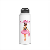 Personalized Ballerina Water Bottle for Girls, Custom Name Ballet Dance Bottle, Insulated Stainless Steel Kids School Bottle