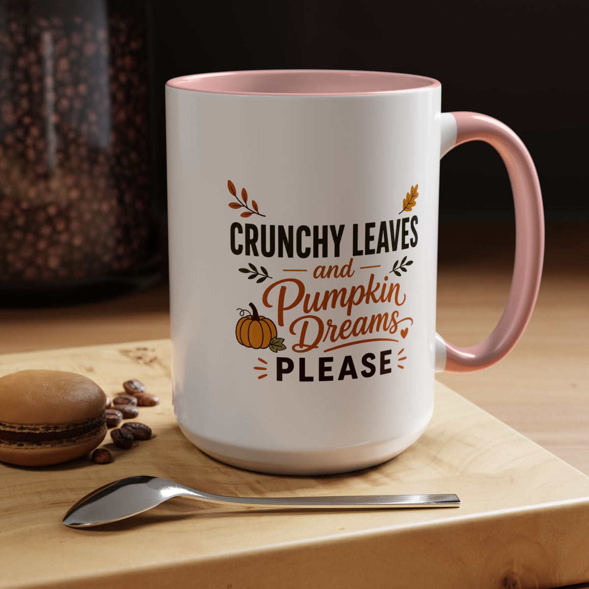 Cozy Air and Crunchy Leaves Mug, Pumpkin Dreams Fall Coffee Cup, Autumn Lover Gift for Her, Cute Seasonal Drinkware and Decor