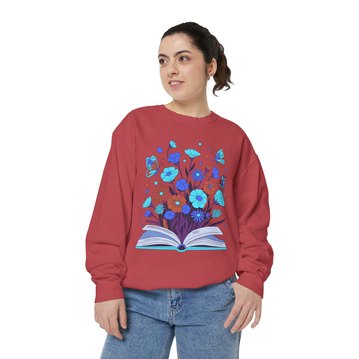 Book Lover Floral Sweatshirt, Open Book and Wildflower Crewneck, Reader Librarian Gift, Cozy Literary Pullover for Women and Teachers