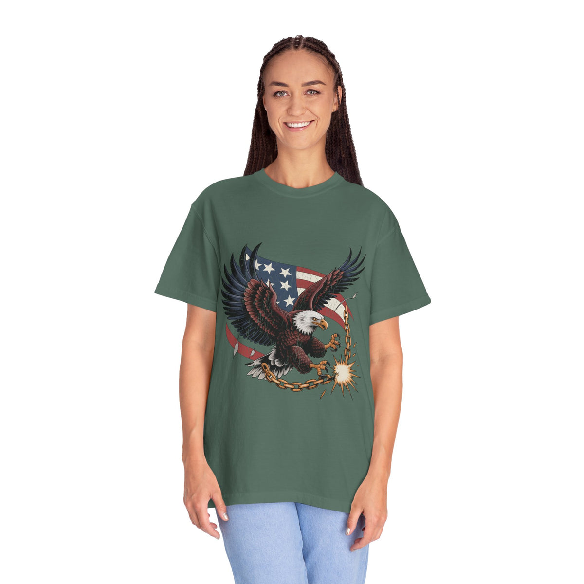 Patriotic Eagle Shirt, American Flag T Shirt, Bald Eagle Military Tee, Veteran Gift, USA Graphic Shirt, Fourth of July Patriotic Top