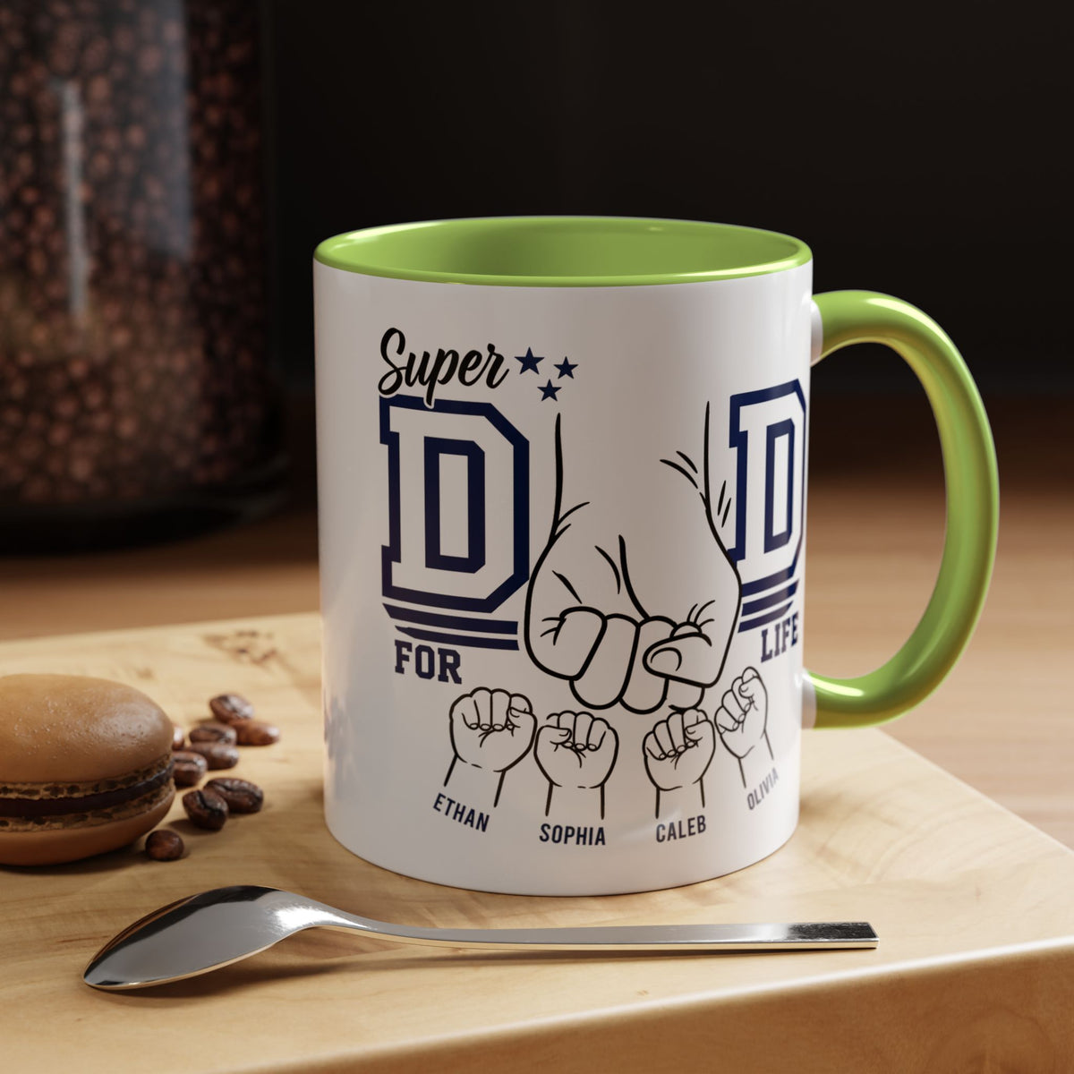 Personalized Super Dad Coffee Mug, Custom Dad Mug with Kids Names, Father's Day Gift for Dad, Dad for Life Coffee Cup, Gift from Children