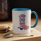 Land of the Free Because of the Brave Mug, Patriotic American Coffee Mug, Proud and Thankful USA Gift, Veteran Family Cup