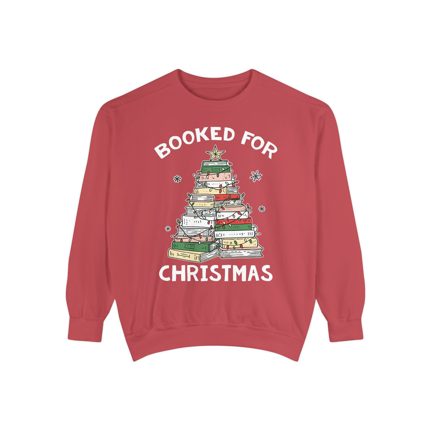 Booked for Christmas Sweatshirt, Book Lover Holiday Crewneck, Christmas Tree Books Pullover, Cozy Reading Gift for Librarian or Bookworm