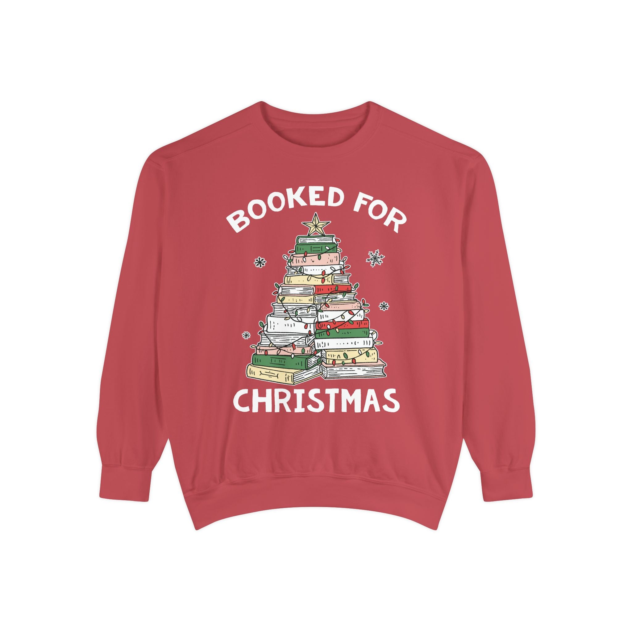 Booked for Christmas Sweatshirt, Book Lover Holiday Crewneck, Christmas Tree Books Pullover, Cozy Reading Gift for Librarian or Bookworm