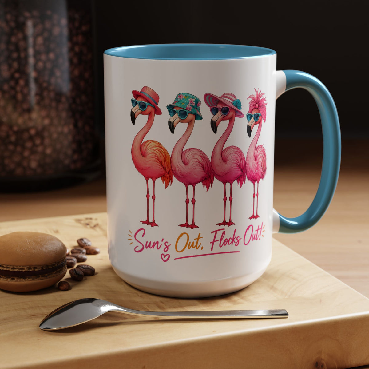 Funny Flamingo Coffee Mug, Sun's Out Flocks Out Mug, Pink Flamingo Summer Cup, Beach Lover Gift, Tropical Vacation Coffee Mug