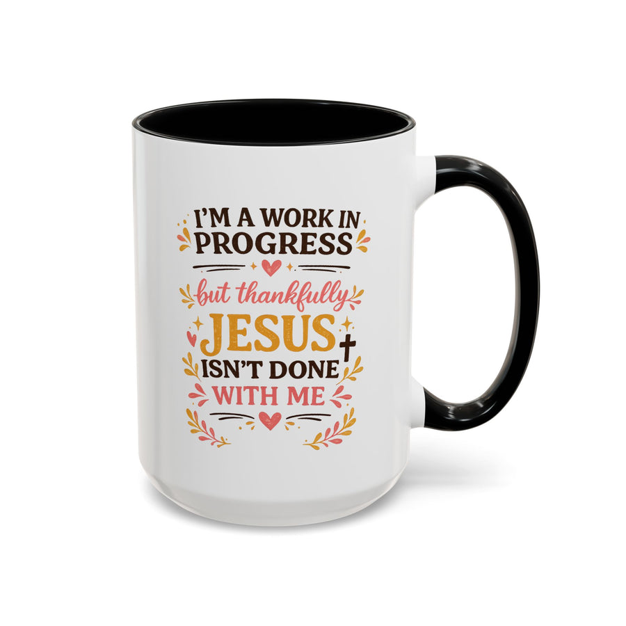 I'm a Work in Progress Christian Coffee Mug, Encouraging Faith Gift for Women, Inspirational Jesus Scriptures Ceramic Tea Cup, Religious Quote