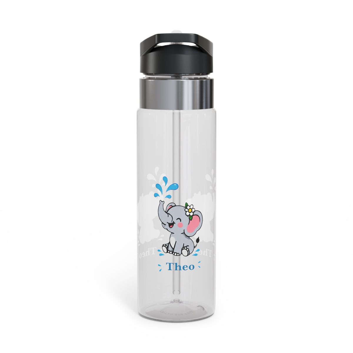 Personalized Elephant Water Bottle for Kids, Cute Animal Drink Bottle, Custom Name School Bottle, Safari Gift, Back to School, Baby Shower