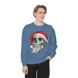 Skull Santa Sweatshirt, Gothic Christmas Crewneck, Creepy Holiday Skeleton Pullover, Alternative Xmas Gift for Metalhead or Horror Fan