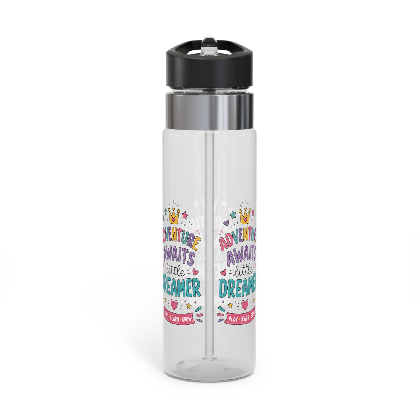 Kids Clear Water Bottle, Little Dreamer School Drink Bottle, Cute Girls Water Bottle, Colorful Back to School Gift, Play Learn Grow