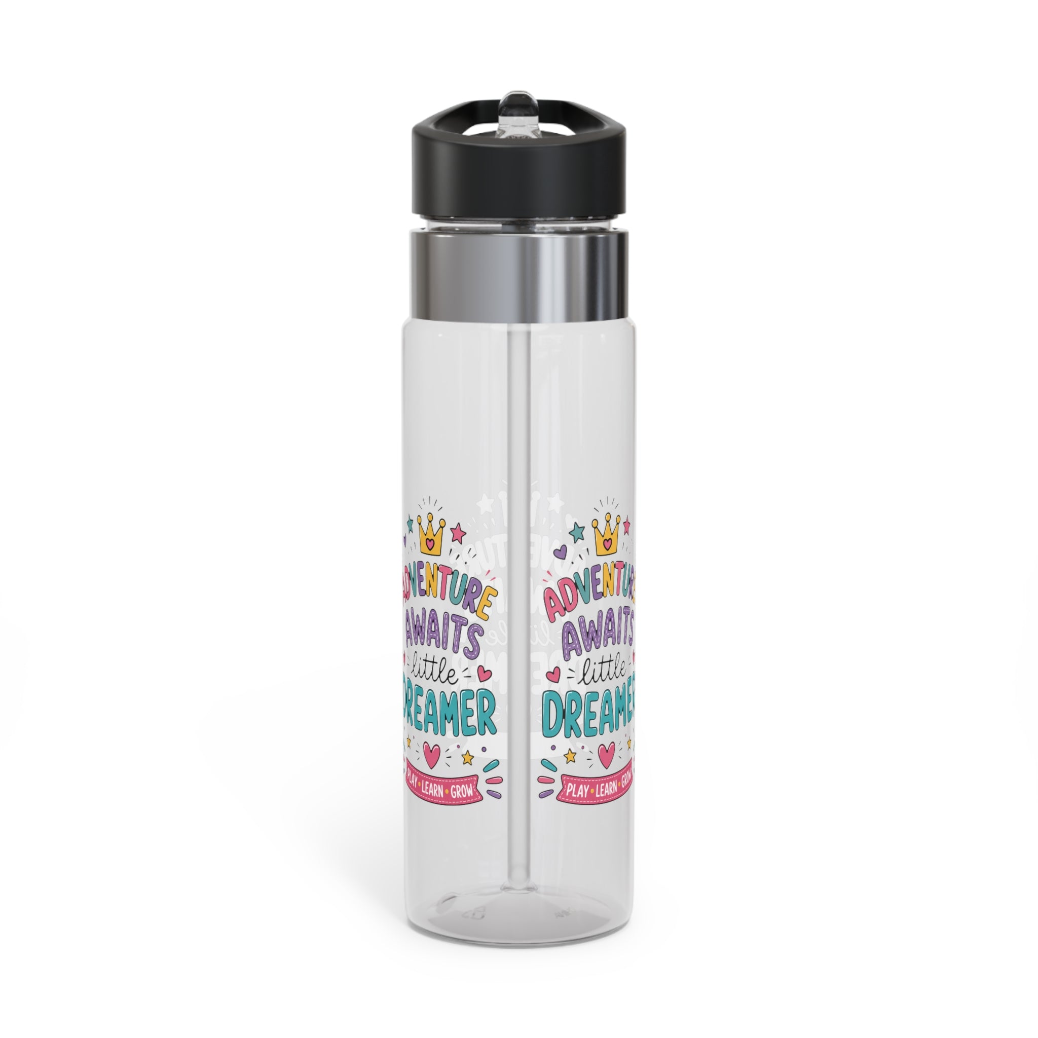 Kids Clear Water Bottle, Little Dreamer School Drink Bottle, Cute Girls Water Bottle, Colorful Back to School Gift, Play Learn Grow