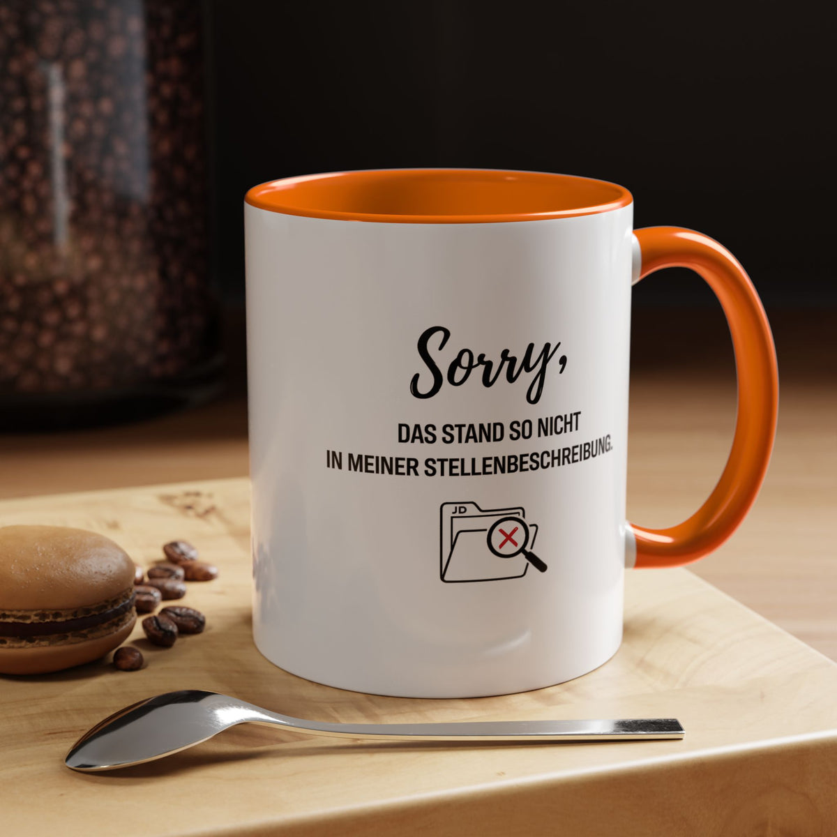 Sorry Das Stand So Nicht In Meiner Stellenbeschreibung Coffee Mug, Funny German Office Joke Gift for Coworkers, Sarcastic Job Description Ceramic Tea Cup with Pink Handle