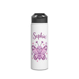 Cute Butterfly Personalized Water Bottle, Custom Name Drink Bottle, School Gift, Butterfly Lover Present, Birthday Gift, Reusable Bottle