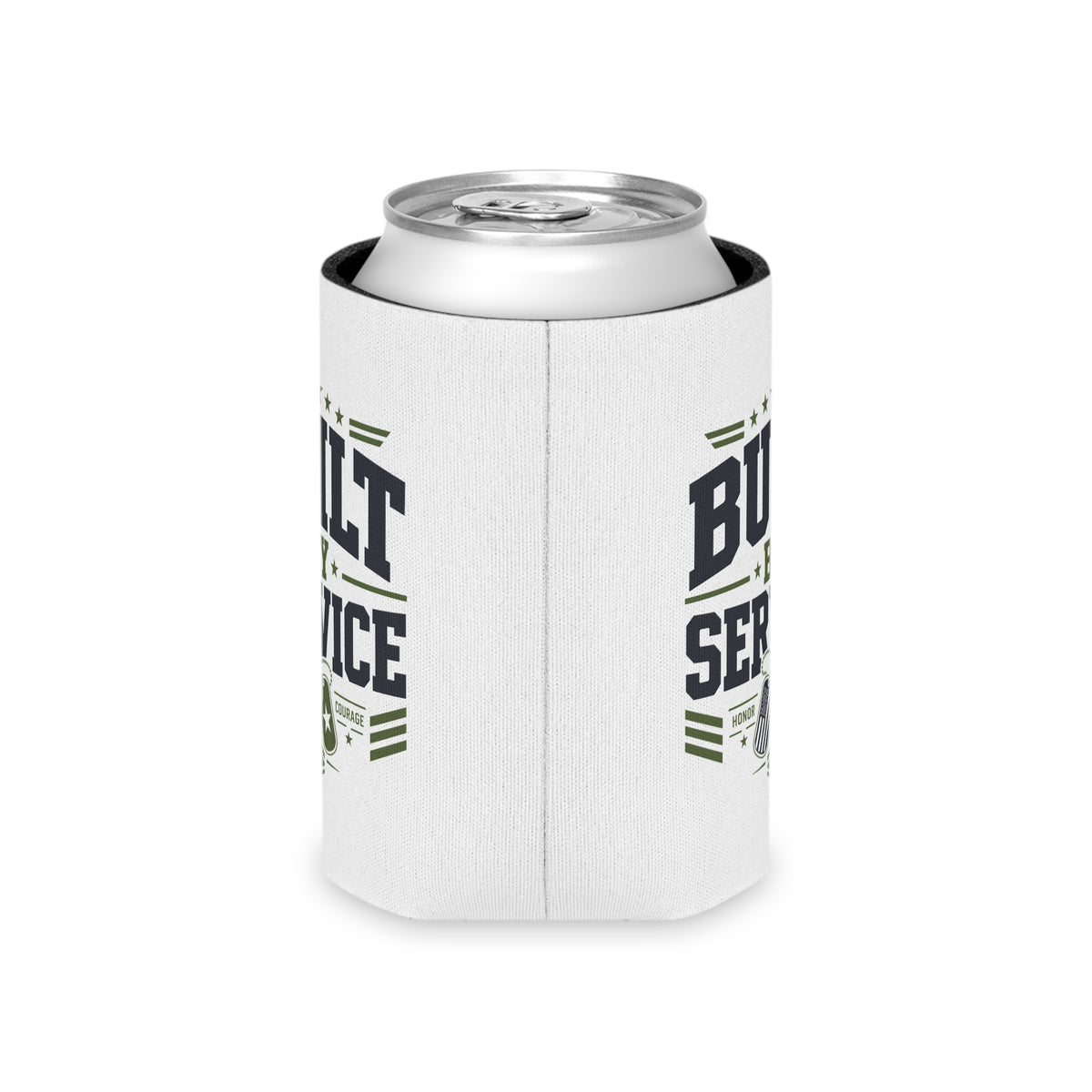 Military Can Cooler, Built by Service Drink Holder, Veteran Gift, Military Appreciation Gift, Armed Forces Beverage Sleeve, Patriotic Gift