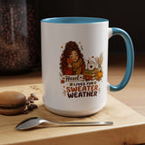 Personalized Sweater Weather Mug, Custom Name Fall Coffee Cup, Cozy Book Lover Gift for Her, Autumn Pumpkin and Reading Design