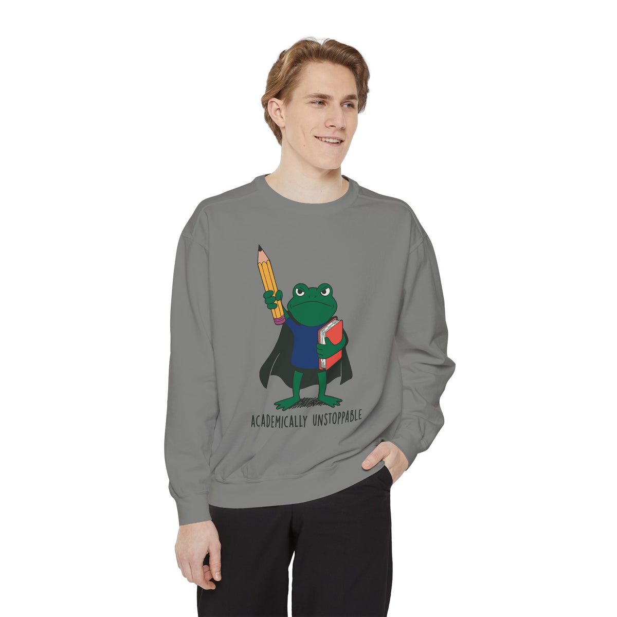Academically Unstoppable Frog Sweatshirt, Funny Teacher Shirt, Book Lover Gift for Educator, Back to School Outfit, Classroom Crewneck