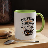 Halloween Ghost Coffee Mug, Caffeine From the Other Realm Black Accent Cup, Funny Spooky Gift for Coffee Lover, Barista or Coworker
